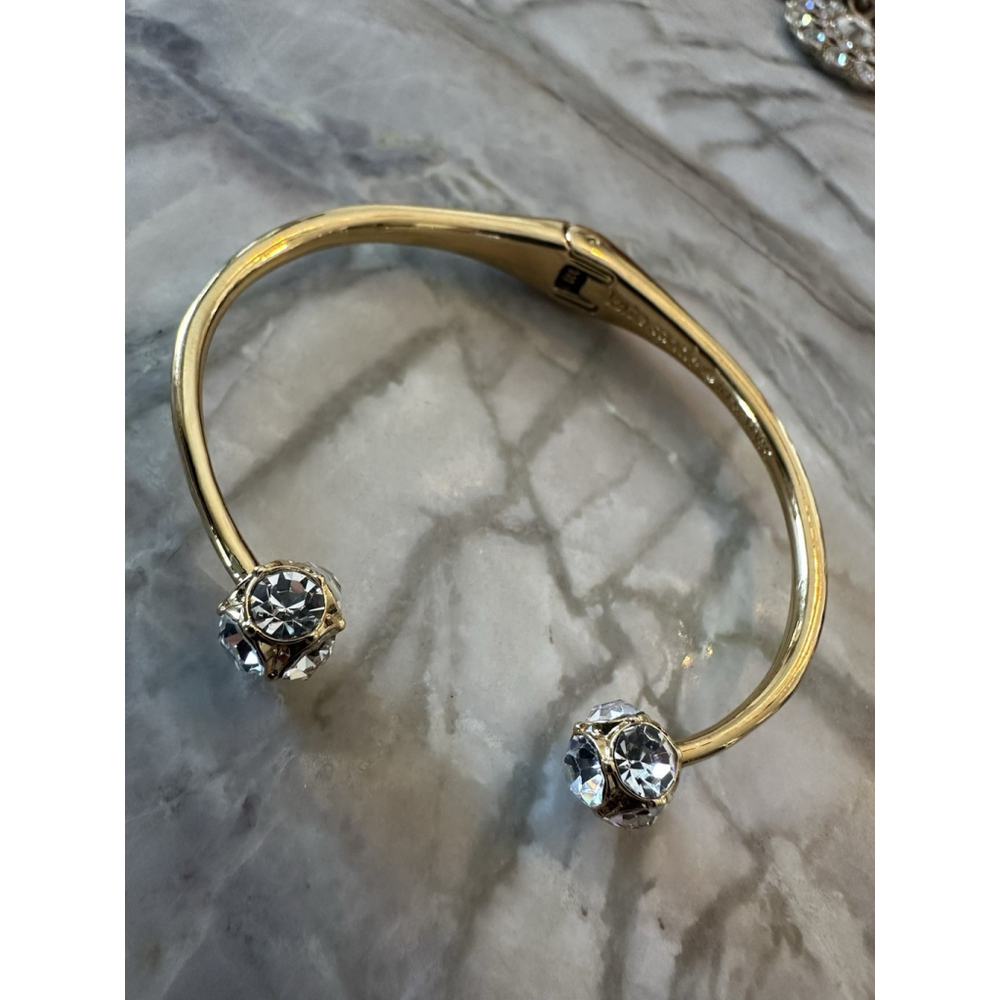 Kate Spade New York Gold Tone Lady Marmalade Crystal Ball Hinged Bangle Bracelet
